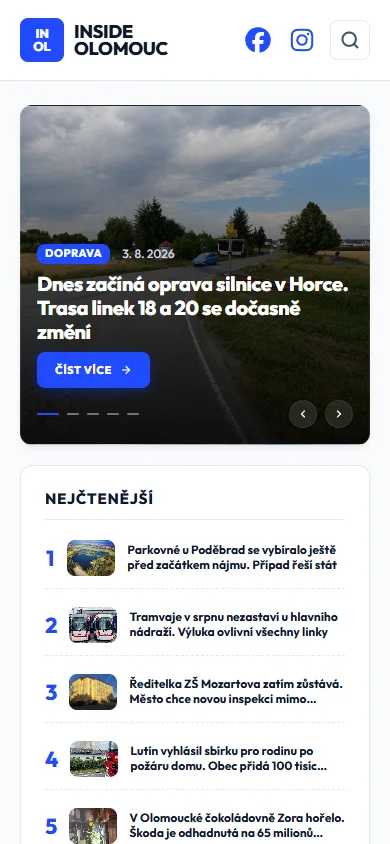 Inside Olomouc zobrazenie na telefóne